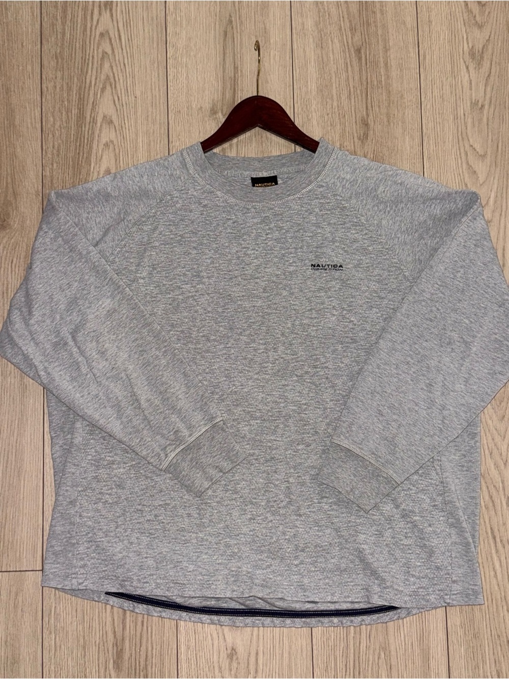 Nautica Competition Womens Large Grey 100% Cotton Crewneck Sweatshirt Long Sleve